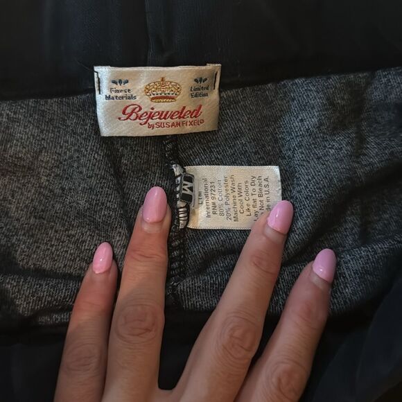 Classic Black Women's Velour Pants - Drawstring - Size Medium - Lounge Pants - Picture 3 of 4